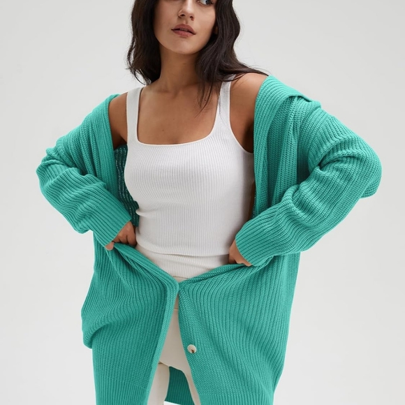 DEEP SELF Women's Long Sleeve Open Front Cardigan 2023 Fall Casual Loose Button - Picture 4 of 6